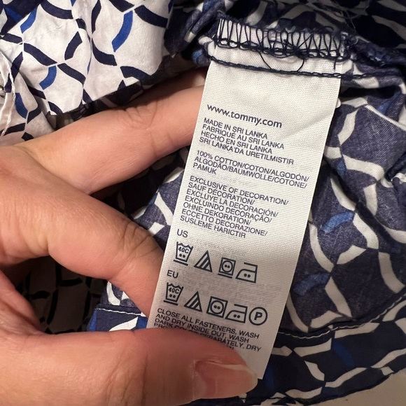 TOMMY HILFIGER Button Down Shirt Dress Geometric Print Blue Sz M - Picture 6 of 6